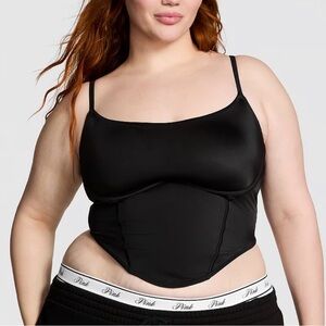 PINK Cinched Micro Corset Black Top